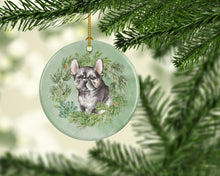 Load image into Gallery viewer, French Bulldog Puppy Black Christmas Wreath Ceramic Ornament