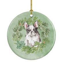 Load image into Gallery viewer, French Bulldog Black and White Christmas Wreath Ceramic Ornament
