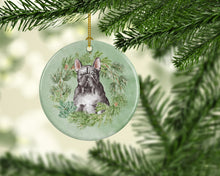 Load image into Gallery viewer, French Bulldog Black Christmas Wreath Ceramic Ornament