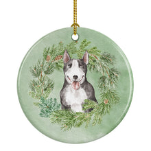 Load image into Gallery viewer, Bull Terrier Black and White Christmas Wreath Ceramic Ornament
