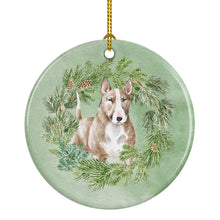 Load image into Gallery viewer, Bull Terrier Red and White Christmas Wreath Ceramic Ornament