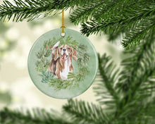 Load image into Gallery viewer, Beagle Smiling Christmas Wreath Ceramic Ornament
