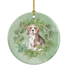 Load image into Gallery viewer, Beagle Puppy Christmas Wreath Ceramic Ornament