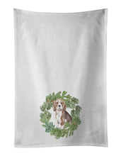 Load image into Gallery viewer, Beagle Puppy Christmas Wreath White Kitchen Towel Set of 2