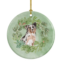 Load image into Gallery viewer, Australian Shepherd Blue Merle Shorthaired Christmas Wreath Ceramic Ornament
