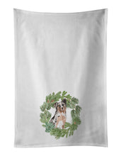 Load image into Gallery viewer, Australian Shepherd Blue Merle Shorthaired Christmas Wreath White Kitchen Towel Set of 2