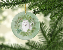 Load image into Gallery viewer, Samoyed Smiling Christmas Wreath Ceramic Ornament