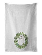 Load image into Gallery viewer, Samoyed Sitting Christmas Wreath White Kitchen Towel Set of 2