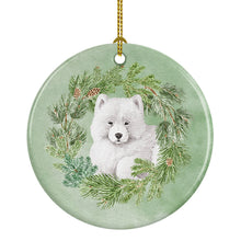 Load image into Gallery viewer, Samoyed Puppy Christmas Wreath Ceramic Ornament
