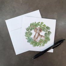 Load image into Gallery viewer, Dachshund Red with Christmas Wreath Square Greeting Cards -  Blank Note Cards – 8-Pack of Artist-Designed Cards with Envelopes