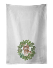Load image into Gallery viewer, Dachshund Red Longhaired Christmas Wreath White Kitchen Towel Set of 2