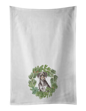 Load image into Gallery viewer, Dachshund Black and Tan Christmas Wreath White Kitchen Towel Set of 2