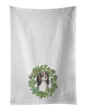 Load image into Gallery viewer, Cavalier Spaniel Tricolor Christmas Wreath White Kitchen Towel Set of 2