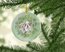 Load image into Gallery viewer, Bulldog Lilac Puppy Christmas Wreath Ceramic Ornament