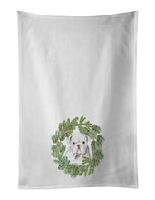 Load image into Gallery viewer, Bulldog Puppy White Christmas Wreath White Kitchen Towel Set of 2
