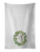 Load image into Gallery viewer, Bulldog Fawn Christmas Wreath White Kitchen Towel Set of 2