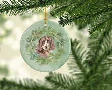 Load image into Gallery viewer, Cocker Spaniel Liver and Tan Christmas Wreath Ceramic Ornament