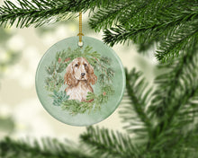 Load image into Gallery viewer, Cocker Spaniel Golden Christmas Wreath Ceramic Ornament