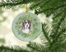 Load image into Gallery viewer, Basset Hound Puppy Tricolor Christmas Wreath Ceramic Ornament