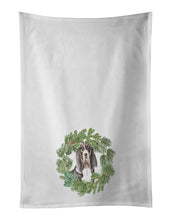 Load image into Gallery viewer, Basset Hound Black White Brown Christmas Wreath White Kitchen Towel Set of 2