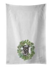 Load image into Gallery viewer, Pug Black Christmas Wreath White Kitchen Towel Set of 2