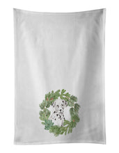 Load image into Gallery viewer, Dalmatian Puppy Christmas Wreath White Kitchen Towel Set of 2