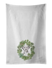 Load image into Gallery viewer, Dalmatian Puppy Sitting Pretty Christmas Wreath White Kitchen Towel Set of 2