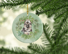Load image into Gallery viewer, German Shepherd Puppy Christmas Wreath Ceramic Ornament