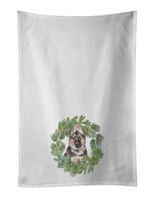 Load image into Gallery viewer, German Shepherd Puppy Christmas Wreath White Kitchen Towel Set of 2