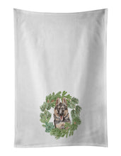 Load image into Gallery viewer, German Shepherd Puppy Smiling Christmas Wreath White Kitchen Towel Set of 2