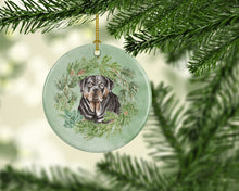 Load image into Gallery viewer, Rottweiler Christmas Wreath Ceramic Ornament