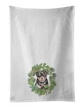 Load image into Gallery viewer, Rottweiler Puppy Christmas Wreath White Kitchen Towel Set of 2