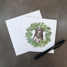 Load image into Gallery viewer, Labrador Retriever Black with Christmas Wreath Square Greeting Cards -  Blank Note Cards – 8-Pack of Artist-Designed Cards with Envelopes