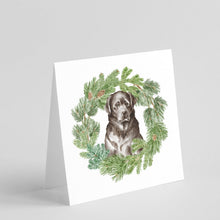 Load image into Gallery viewer, Labrador Retriever Black with Christmas Wreath Square Greeting Cards -  Blank Note Cards – 8-Pack of Artist-Designed Cards with Envelopes