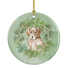 Load image into Gallery viewer, Labrador Retriever Puppy Yellow  Christmas Wreath Ceramic Ornament