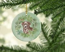 Load image into Gallery viewer, Labrador Retriever Chocolate Christmas Wreath Ceramic Ornament