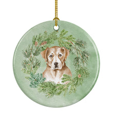 Load image into Gallery viewer, Labrador Retriever Yellow Christmas Wreath Ceramic Ornament