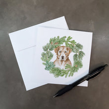Load image into Gallery viewer, Labrador Retriever Yellow with Christmas Wreath Square Greeting Cards -  Blank Note Cards – 8-Pack of Artist-Designed Cards with Envelopes
