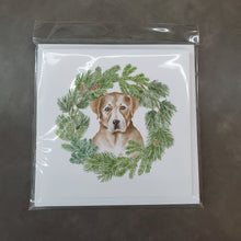 Load image into Gallery viewer, Labrador Retriever Yellow with Christmas Wreath Square Greeting Cards -  Blank Note Cards – 8-Pack of Artist-Designed Cards with Envelopes