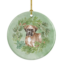 Load image into Gallery viewer, Boxer Puppy Fawn Christmas Wreath Ceramic Ornament