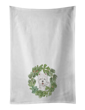 Load image into Gallery viewer, West Highland White Terrier Smiling Christmas Wreath White Kitchen Towel Set of 2