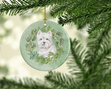 Load image into Gallery viewer, West Highland White Terrier Sitting Pretty Christmas Wreath Ceramic Ornament