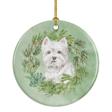 Load image into Gallery viewer, West Highland White Terrier Sitting Pretty Christmas Wreath Ceramic Ornament