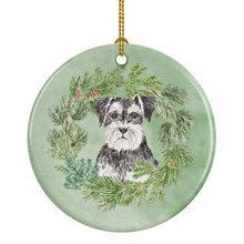 Load image into Gallery viewer, Schnauzer Black and Silver Christmas Wreath Ceramic Ornament