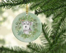 Load image into Gallery viewer, Schnauzer Salt and Pepper Christmas Wreath Ceramic Ornament
