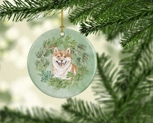 Load image into Gallery viewer, Shiba Inu Smiling Christmas Wreath Ceramic Ornament