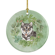 Load image into Gallery viewer, Shiba Inu Puppy Black Sesame Christmas Wreath Ceramic Ornament