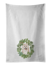 Load image into Gallery viewer, Shiba Inu Cream Christmas Wreath White Kitchen Towel Set of 2