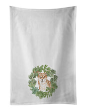 Load image into Gallery viewer, Shiba Inu Sitting Pretty Christmas Wreath White Kitchen Towel Set of 2