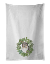 Load image into Gallery viewer, Sheltie/Shetland SheepdogTricolor Smiling #2 Christmas Wreath White Kitchen Towel Set of 2